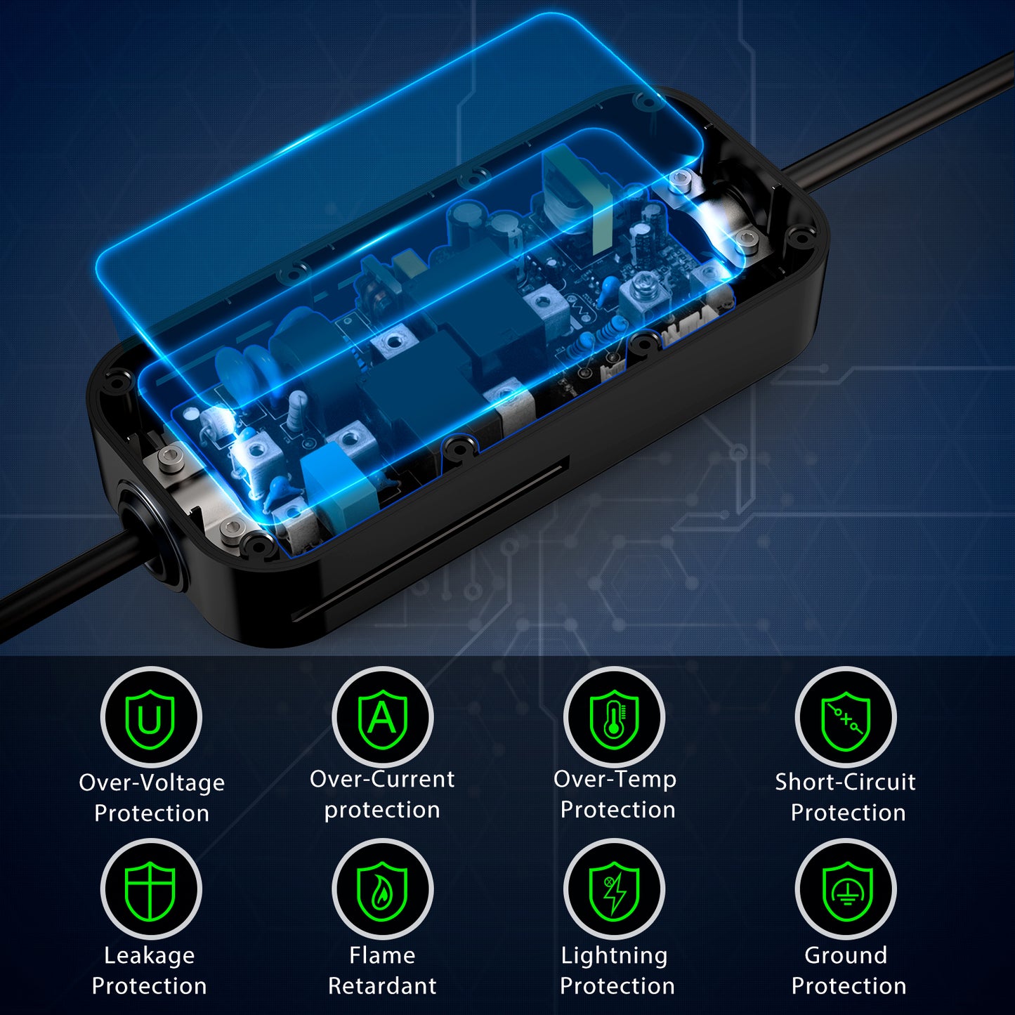 Level 2 Ev-Ladegerät – 32 A (NEMA 14–50, 7,68 kW), IP67-Ladestation für Elektroautos, 25 Fuß langes Kabel für EV-Supercharger-Stationen, Innen-/Außen-Autoladestation, kompatibel mit Tesla J1772, Modell 3