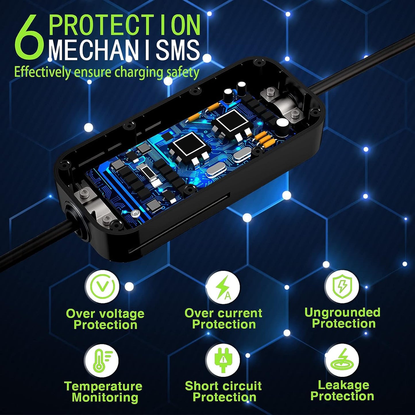 Level 2 Ev-Ladegerät – 32 A (NEMA 14–50, 7,68 kW), IP67-Ladestation für Elektroautos, 25 Fuß langes Kabel für EV-Supercharger-Stationen, Innen-/Außen-Autoladestation, kompatibel mit Tesla J1772, Modell 3