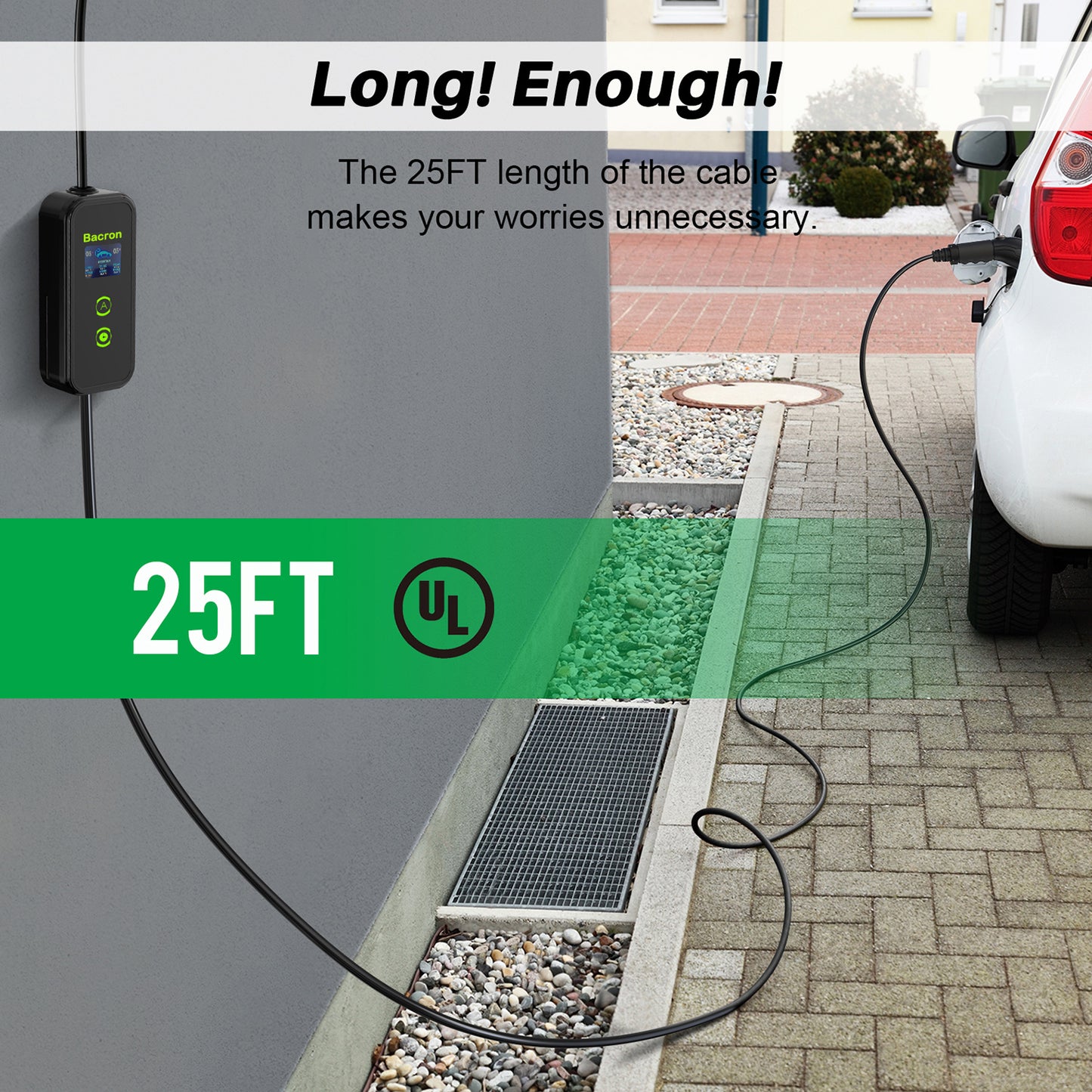 Level 2 Ev-Ladegerät – 32 A (NEMA 14–50, 7,68 kW), IP67-Ladestation für Elektroautos, 25 Fuß langes Kabel für EV-Supercharger-Stationen, Innen-/Außen-Autoladestation, kompatibel mit Tesla J1772, Modell 3